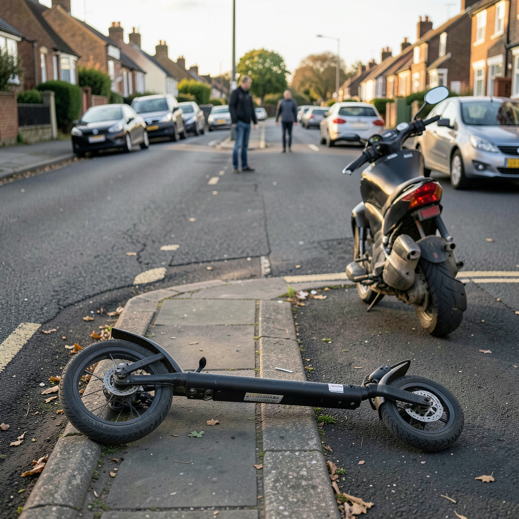 Eleven-year-old knocked from e-scooter by moped riders, helper menaced with meat cleaver
